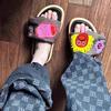 Thick-soled chubby sofa sandals grass Yayoi summer new dad embroidered slippers versatile outer wear beach shoes female trend