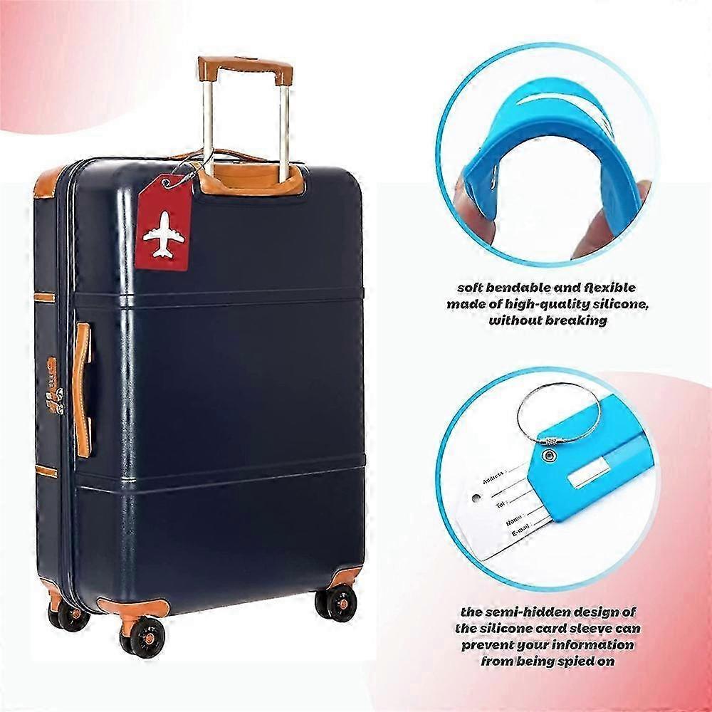 5Pcs Flexible Silicone Luggage Tags Travel ID Card Sleeve Trolley Case Labels