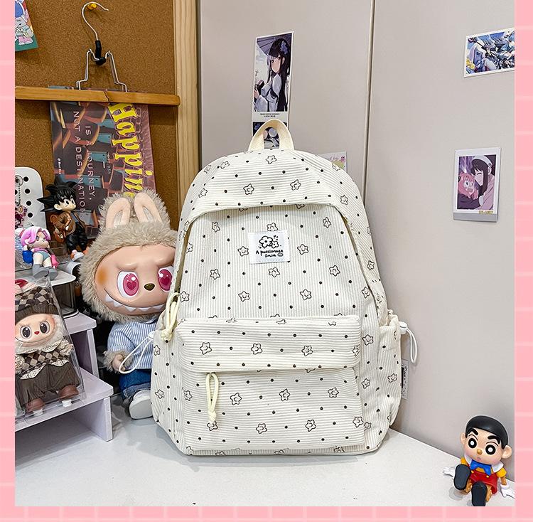 Schoolbag small fresh schoolbag college girl cute thick velvet star printed backpack junior high school large capacity student backpack