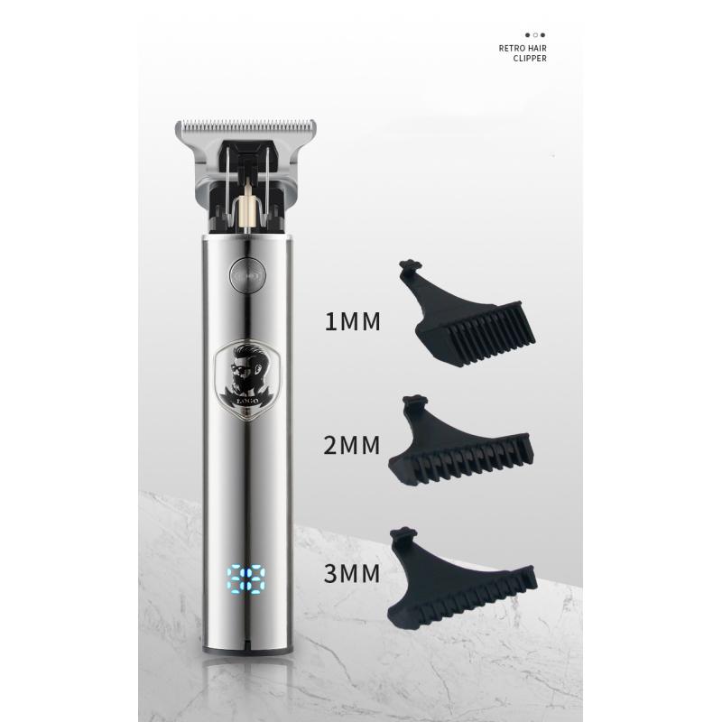LCD Display Oil Head Hair Clipper Lithium Battery Silent Rechargeable Carving Head Washable Electric Pusher