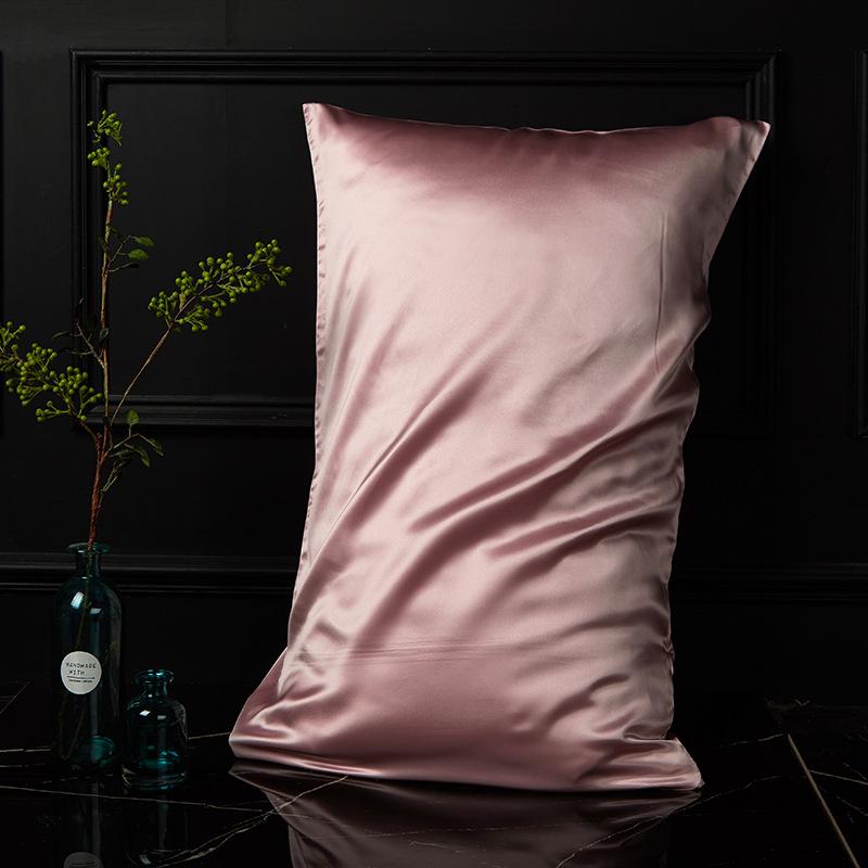 European Style Pure Mulberry Silk Double-Sided Pillowcase, Solid Color, Envelope Style, Beauty Pillowcase.