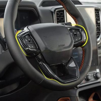Carbon Fiber Steering Wheel Switch Cover Trim For 2024-2025 Ford Ranger Everest