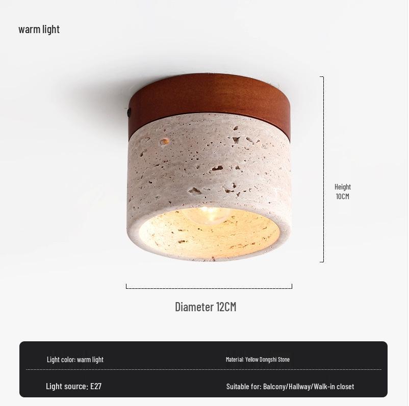 

Японский потолочный светильник Ваби-Саби из желтого пещерного камня для прихожей или балкона Ceiling Mount with 7W Warm LED