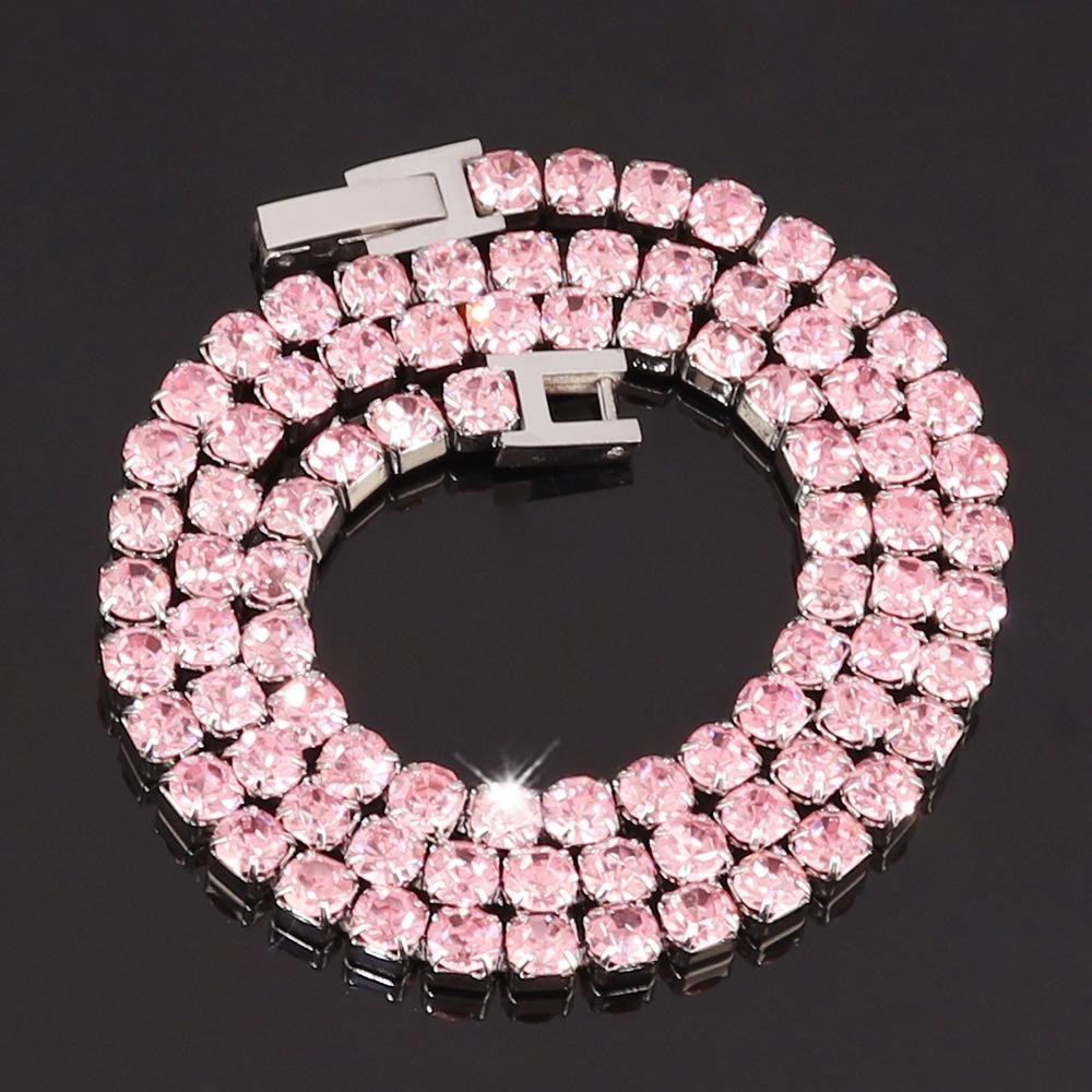 Stainless Steel 4Mm Zircon Tennis Necklace Simple Color Diamond Claw Chain Necklace Men'S And Women'S Jewelry