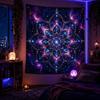 Purple Galaxy Mandala Flower Tapestry Wall Hanging Psychedelic Nebula Trippy Boho Aesthetic Wall Art Bedroom Dorm Decor