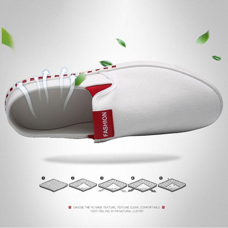 Letní pánská korejská verze Plátěné boty Ležérní staré pekingské látkové boty prodyšné slip on líné malé bílé poloviční pantofle boty na brusle