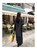 **Pusu Double-Faced Wool Coat: Black, Waist-Cinching Scarf-Integrated Design for Women**