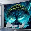 2D Enchanted Forest Tree Tapestry Cosmic Starry Background Cloth