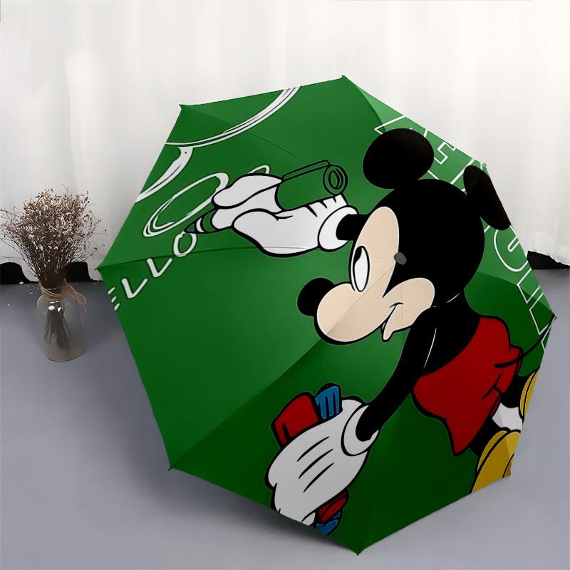 Mickey Mouse Themed Automatic Opening and Closing Umbrella, Brightly Colored 8-rib Portable Umbrella, Suitable for Men and Women, A Perfect