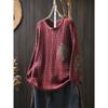 Patch Cotton Knit Sweater Women's Loose Lazy Large Size Meat-covering Spring and Autumn Retro Casual Round Neck Long-sleeved Top