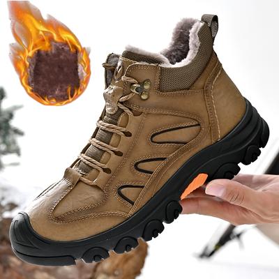 Fashion Golden Sapling Outdoor Dersert Boots for Men Retro Genuine Leather Boot Winter Thickten Warm Male Climbing Shoes Wear-resisten