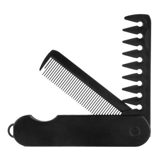 Folding 2 in 1 Hair Comb for Men Fluffy Texture Styling Comb Voluminous Wide Toothed Pocket Comb for Travel Everyday Hair Beard Mustache Grooming