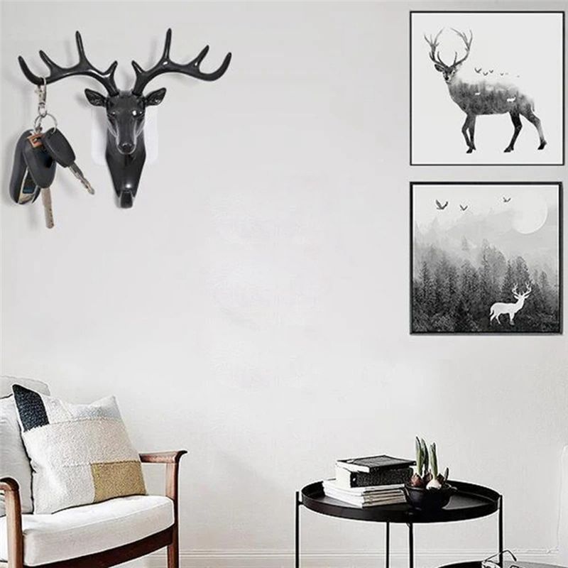 M-Modern-Deer Shape Home Decoration Hook Wall Shelf Wall Hanging Wall Personality Deer Head Wall Key