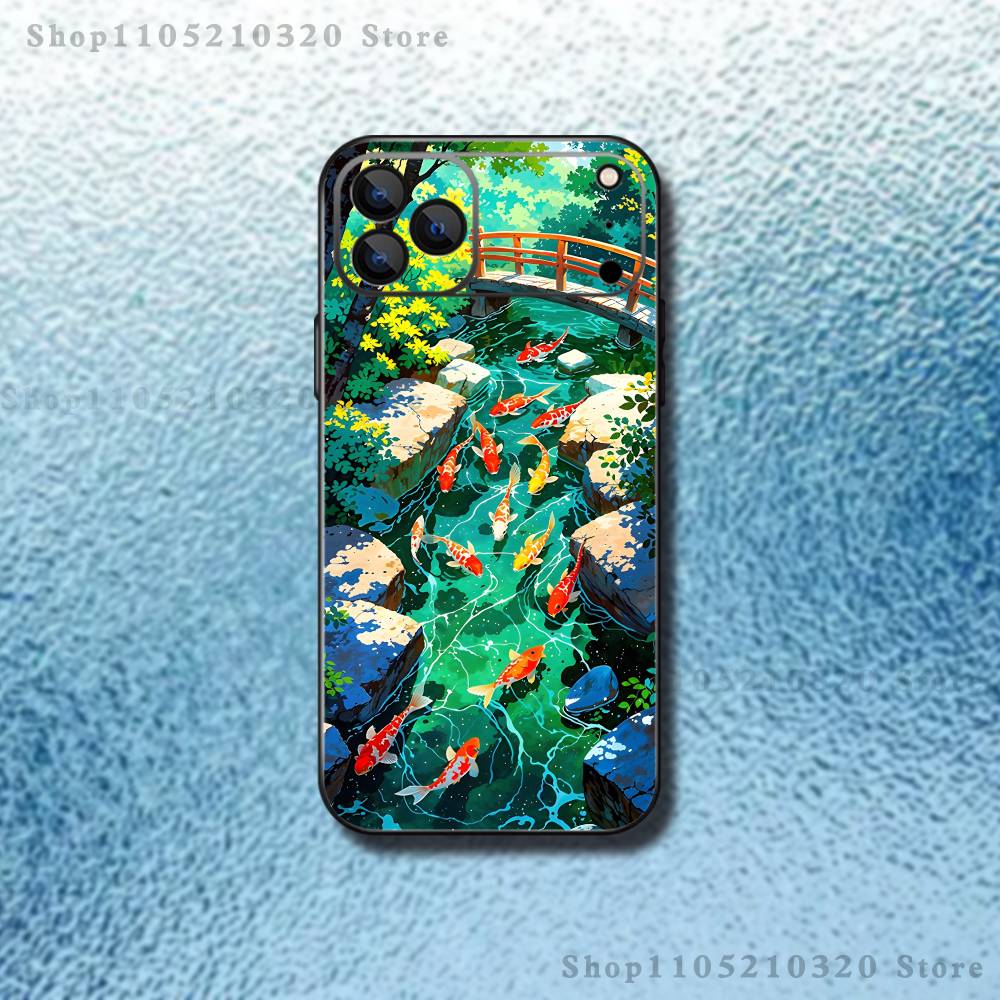 

Koi Carp Painting Art Phone Case For iPhone 17,16,15,14,13,12,11,Pro,Max,Plus,E,Air,Mini Protective TPU Cover iPhone13mini