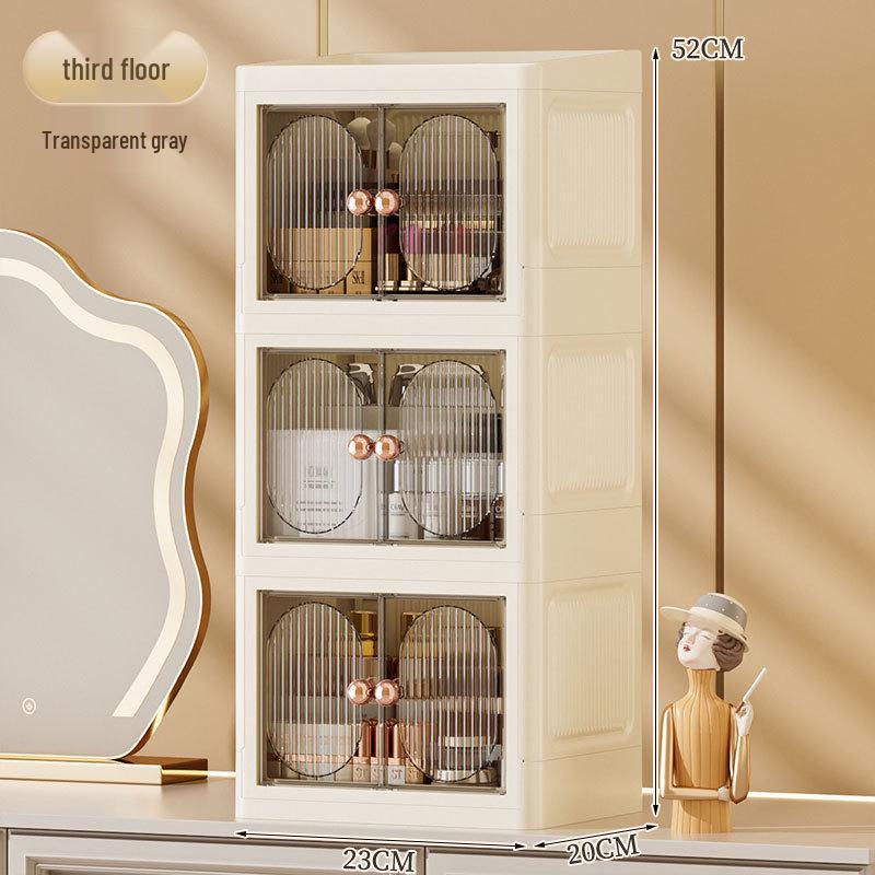 Desktop Multi-Layer Storage Box for Cosmetics, Stationery, and Skincare - Dustproof Push-Door Design