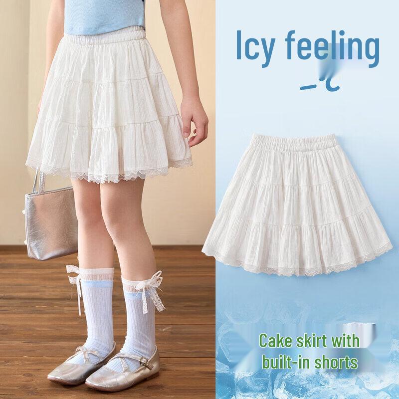Moonkids Girls 2026 Summer White Lace Princess Skirt 150cm