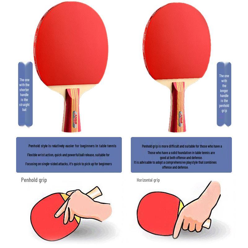 Genuine Double Happiness Table Tennis Racket for Beginners: Children's Professional 3-Star 4-Star Horizontal/Vertical Bat.