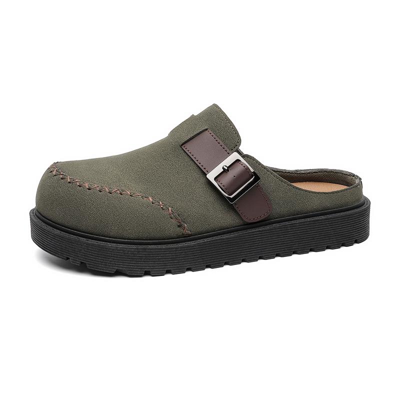 Platform Half Shoes Mules for Man Loafers Slippers Closed Toe Slip On Flat Sneakers Slides Sandals Summer Open Back Casual Shoes