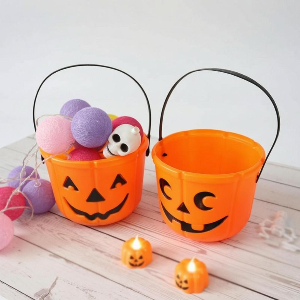 Halloween Kürbis Eimer Geräumig Jack-o'-Lantern Süßigkeiten Wiederverwendbar
