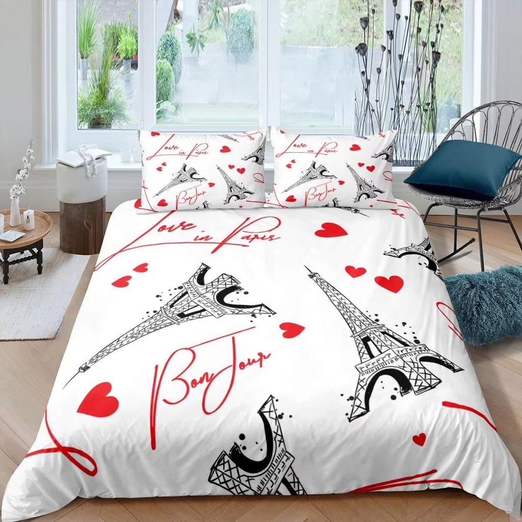 Leopard Heart Duvet Cover Set Queen King Size Pink Stripes Comforter Cover Woman Adult Room Decor Romantic Gift Duvet Covers