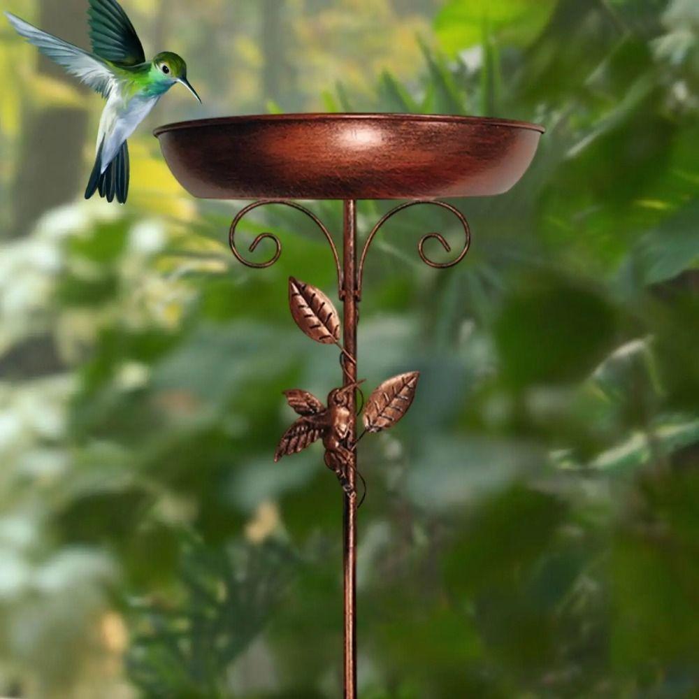 Sturdy Bird Feeder Ground Plugin Iron Bird Feeding Dish Bird Water Bowl  Garden