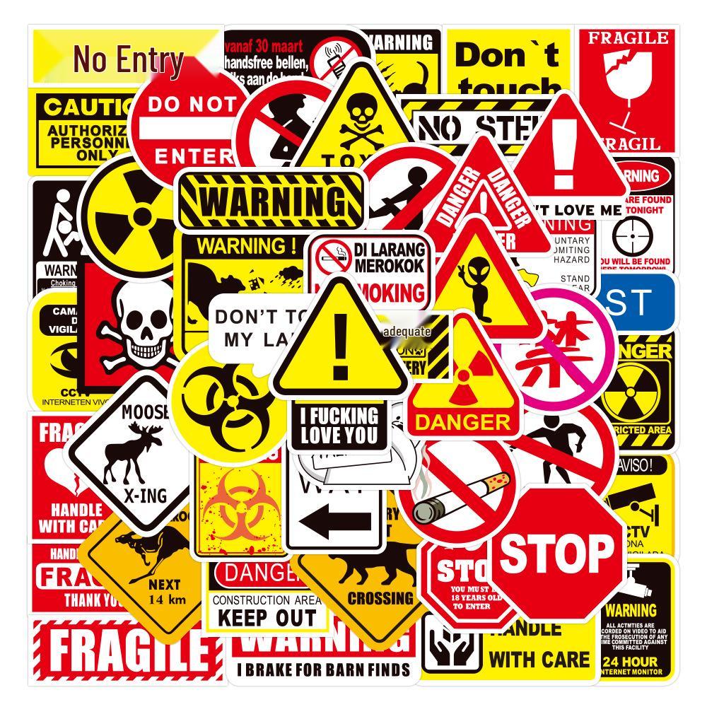 50-Piece Set: Waterproof Graffiti Stickers for Electrician and Welder Safety Helmets