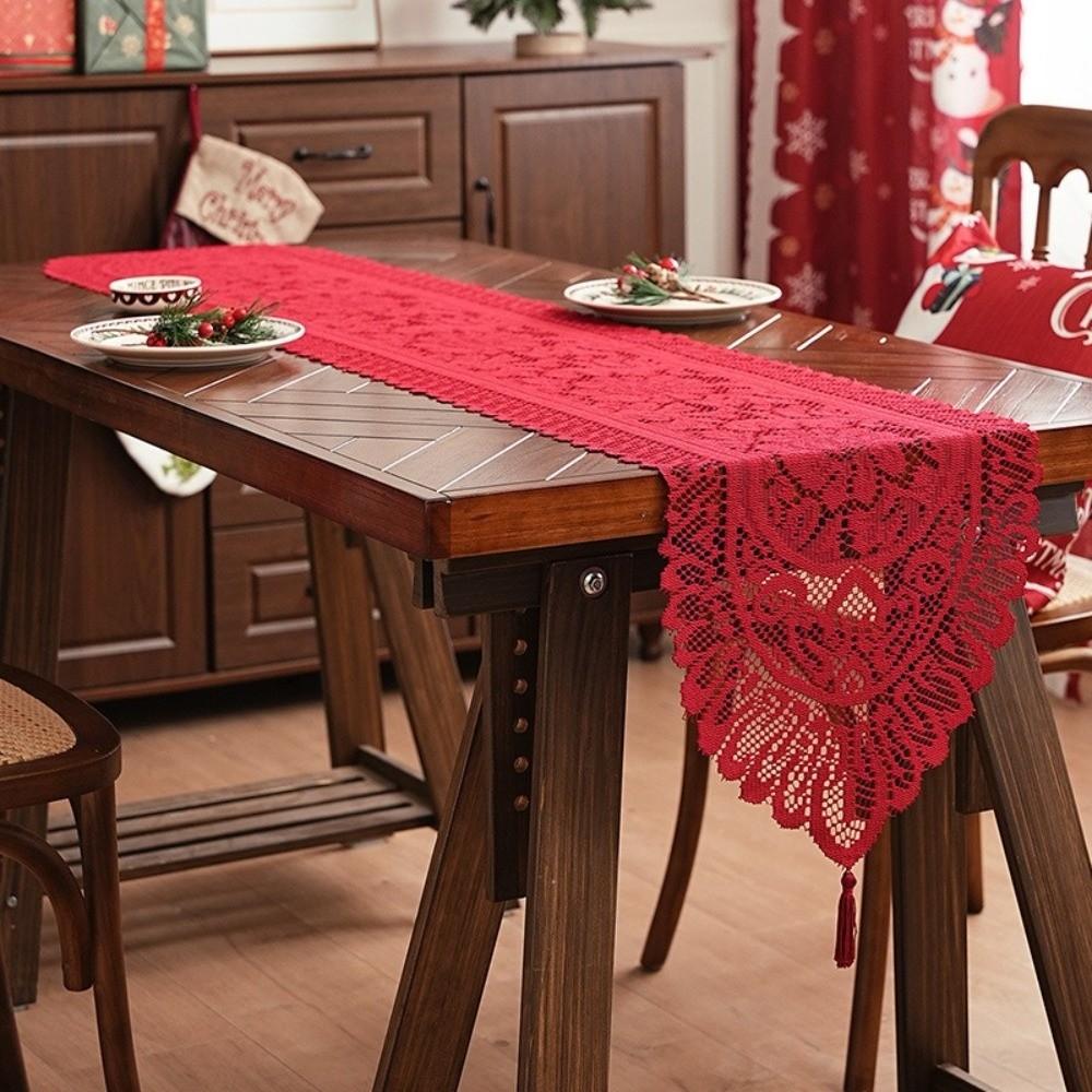 With Tassel Table Runner Lace Table Decoration Retro Dining Table Mat  Home Decoration