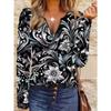 Women's Elegant Printed Zipper Long-sleeved Top, Stylish and Versatile for Autumn and Winter Casual and Office Wear, Machine Washable