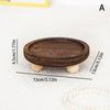 Decorative Wooden Tray Wooden Riser Tray Multi-Functional Round Oval Decorative Tray Pedestal Stand Bathroom Jewelry Counter