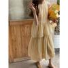 French Retro Solid Color Sleeveless Vest Dress Women's Summer Wear Gentle Wear Loose Chic Beautiful Yellow Dress