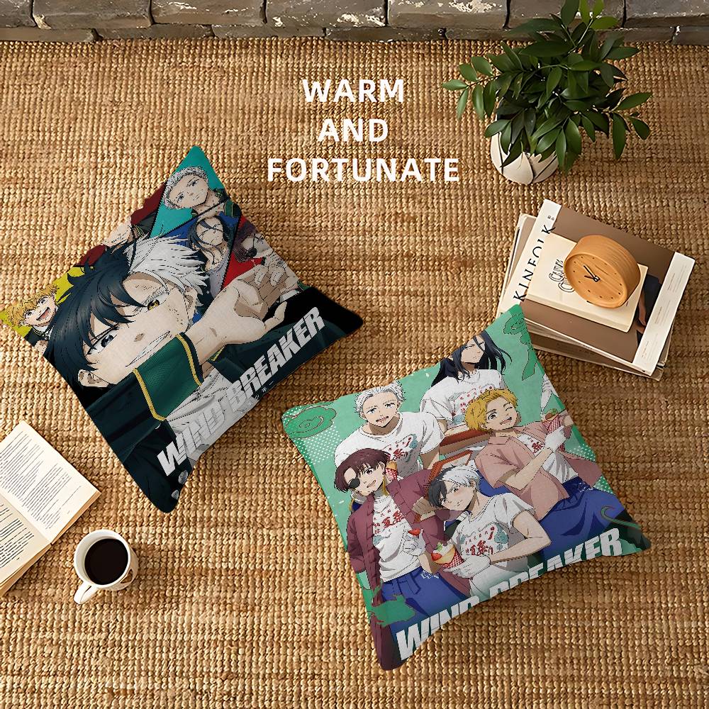 Anime Wind Breaker Decorative Room Aesthetics Pillow Case Home Decor Bedroom Sofa Bed Couch Pillow Cover 45x45