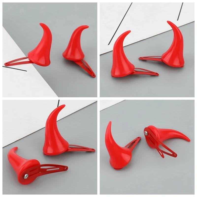 Cartoon Ox Horn Shape Lolita Hair Clip Headwear Anime Cosplay Party Costume Prop