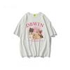 Women's Oversized Gray Casual T-Shirt - Short-Sleeve Retro Hong Kong Style for Summer