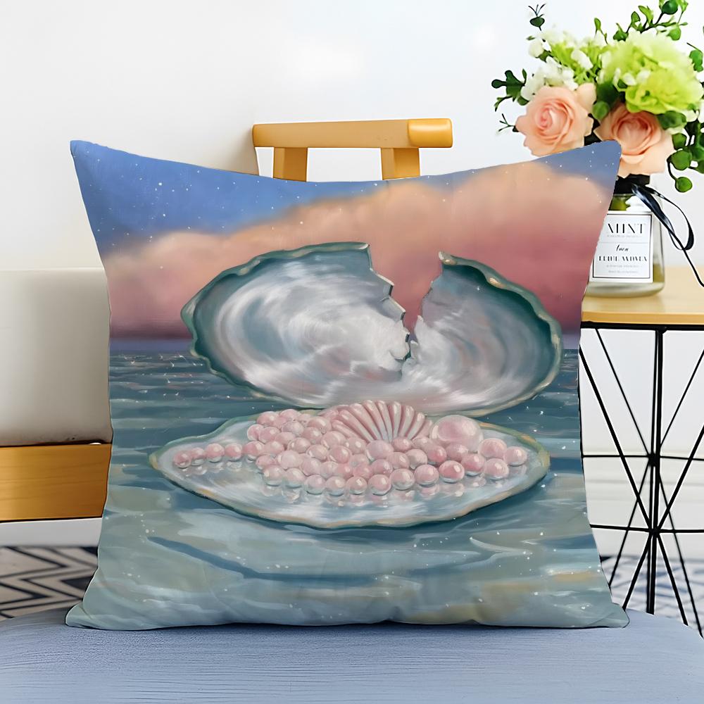 Works by Polish Artist Monika Marchewka Cushion Cover Washable Linen Comfort Soft  for Sofa Bed Cozy Home Room Decor