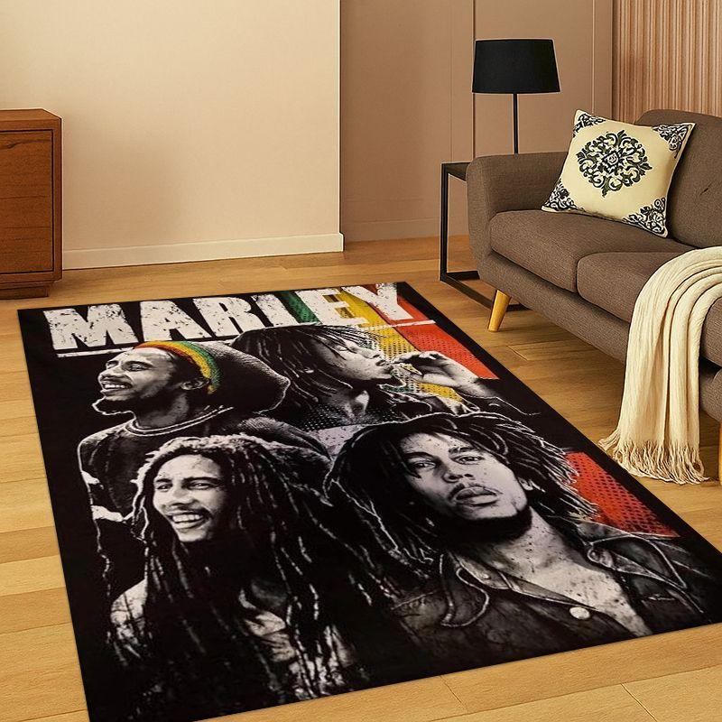 Tappeto Bob Marley Musica Reggae Giamaicano per Camera da Letto Soggiorno Divano Sala Giochi Zerbino Decorazione Casa, Tappeto Area Gioco Antiscivolo