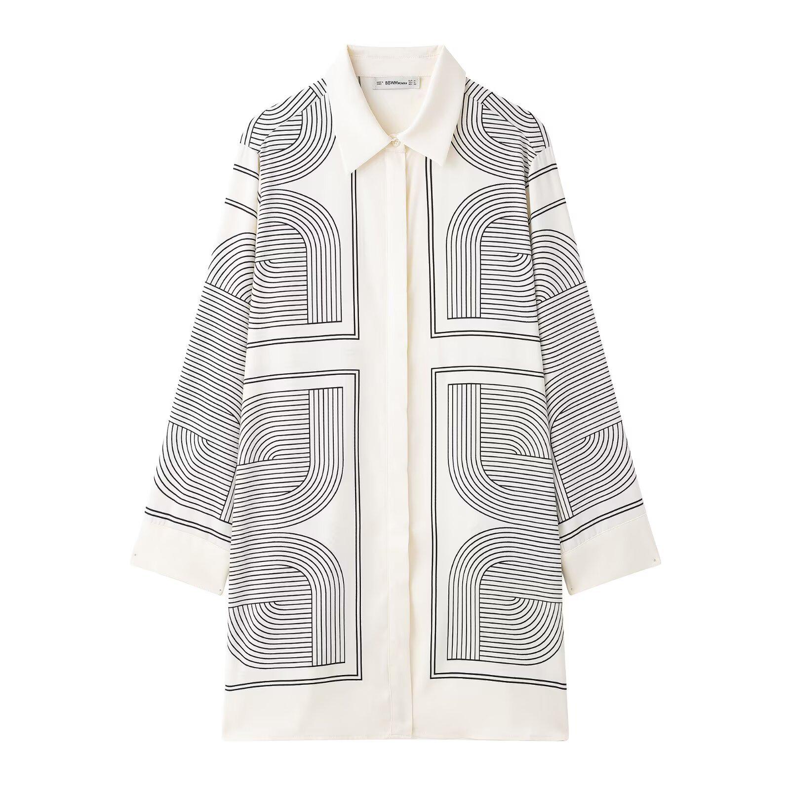 

2025 Spring Urban Casual Street Fashion Shirt Dress for Women Extra Small