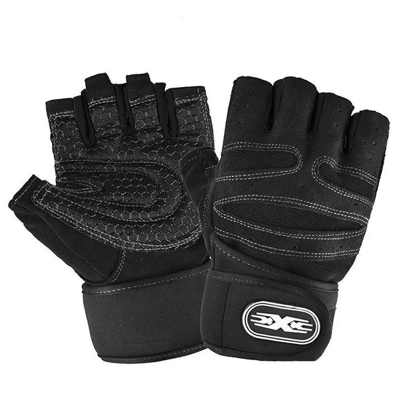 Unisex Workout Gloves With Wrist Wrap Half Finger Sport Weight Lifting Training Gloves For Gym Cycling And Motorcycling