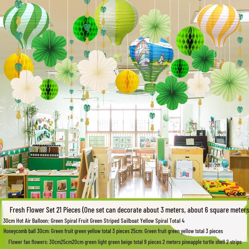 Hawaii Forest Green Wedding & Party Decor: Origami Paper Fan Theme