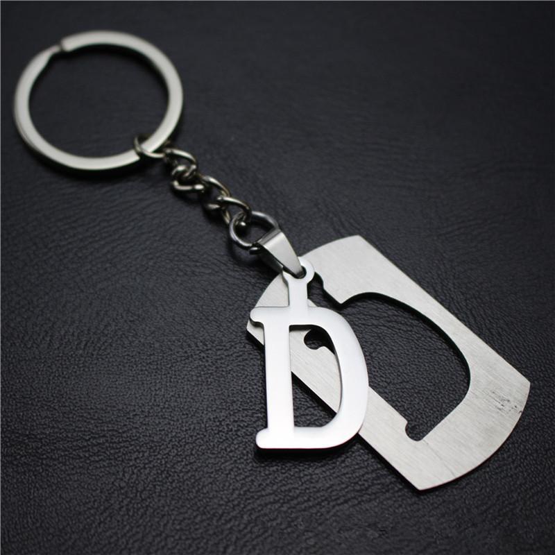2022 DIY A-Z Letters Key Chain For Name Silver Color Steel Keychain Women Men Car Key Ring Simple Key Holder Party Gift