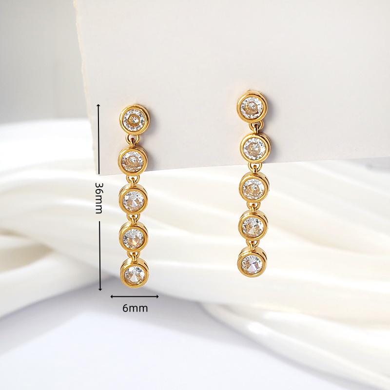 Elegant Zircon Long Earrings - Light Luxury, Versatile Fashion for Women