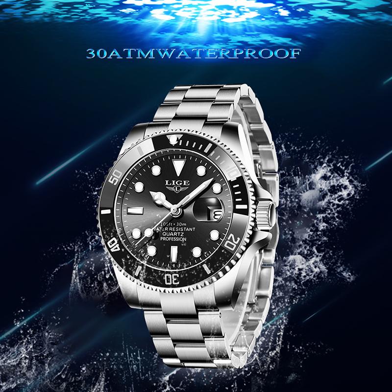 LIGE Men's Wristwatch Business Waterproof Luminous Male Watch Casual Fashion Clock Luxury Quartz Men Sports Watches Reloj