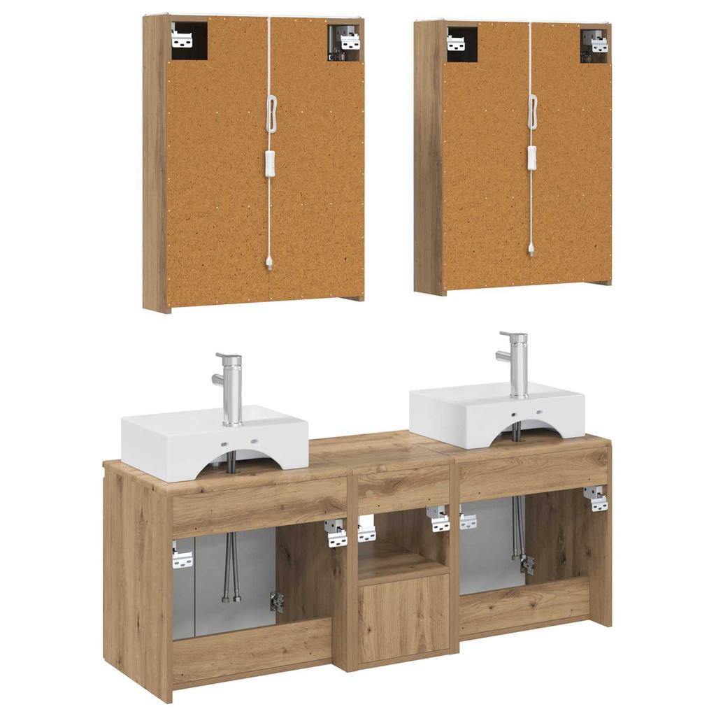 Bathroom Cabinet Set 5 pcs Artisan Oak Wood Based Material