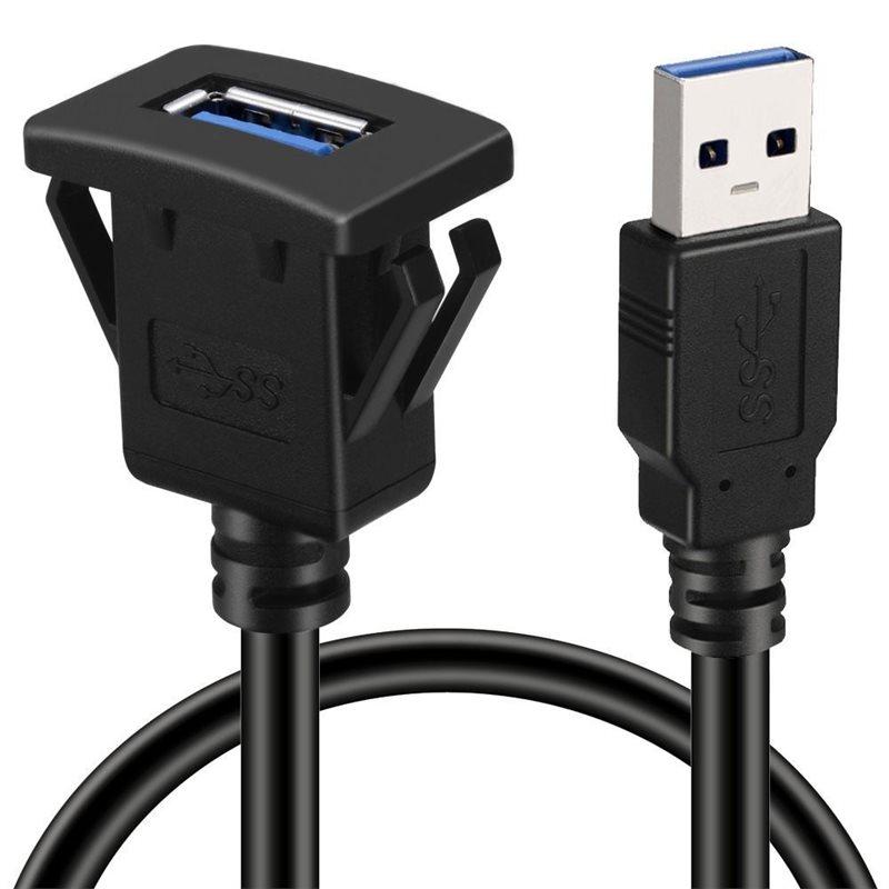 

ABNR USB 3.0 For Car, Truck, Boat, Motorcycle Dashboard Mount Extension Cable-Flush Mount Panel With Locking Clip-1M New чёрный
