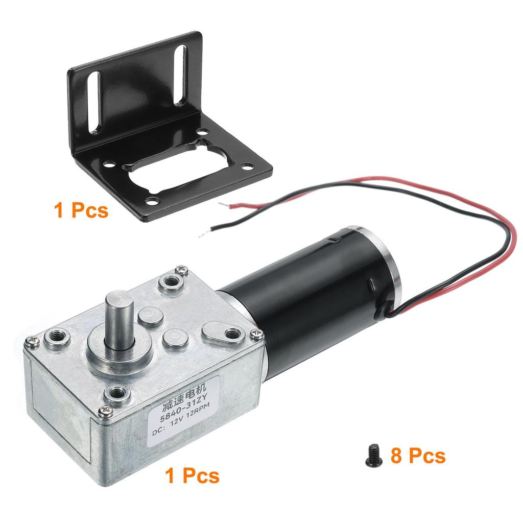 uxcell DC 12V High Torque Turbine Worm Gear 8mm 12 RPM with for Electric Fireplaces Motor, Shaft, Wire,