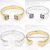 UNOde50 Minimalistisches Armband mit offenem Quadrat und schwarzen Kristallen für Damen & Herren - Handgefertigtes Spanisches Design