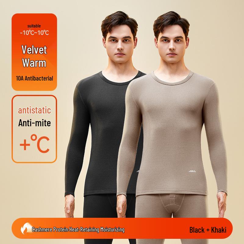 Men's Woolen Thermal Underwear Set: Autumn & Winter Fleece Pants & Top