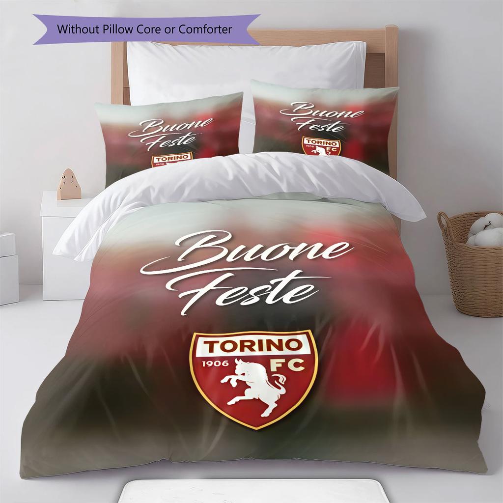 Torino F.C Bedding Quilt Set Quilt Cover Pillowcase Home Decoration Birthday Gift (1 * Duvet Cover + 2 * Pillowcase, Without Core)