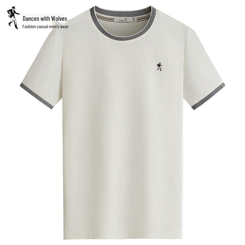 

Men s Mulberry Silk Blend Short Sleeve T-Shirt with Contrast Collar 50