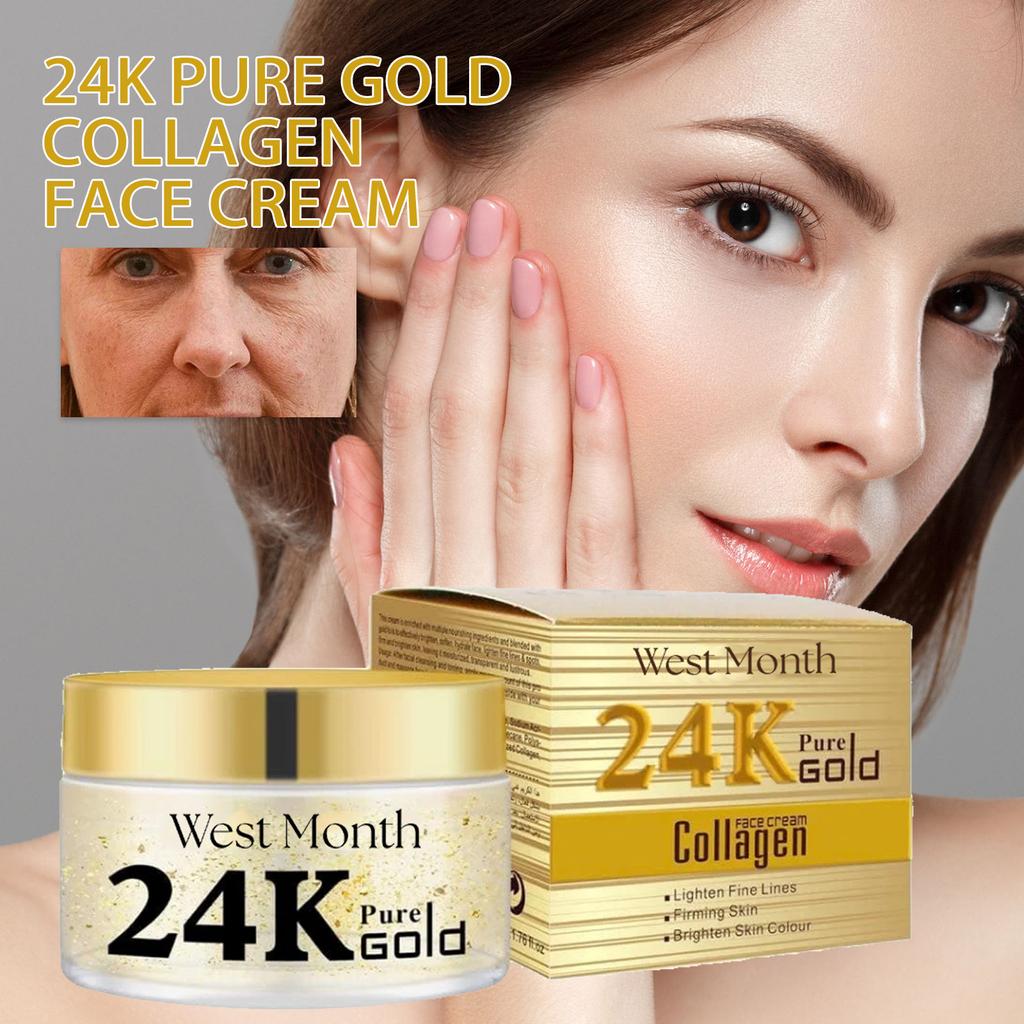 24k Collagen Cream Reduces Fine Lines Brightens Tightens Skin Whitening Anti-Aging Face Cream