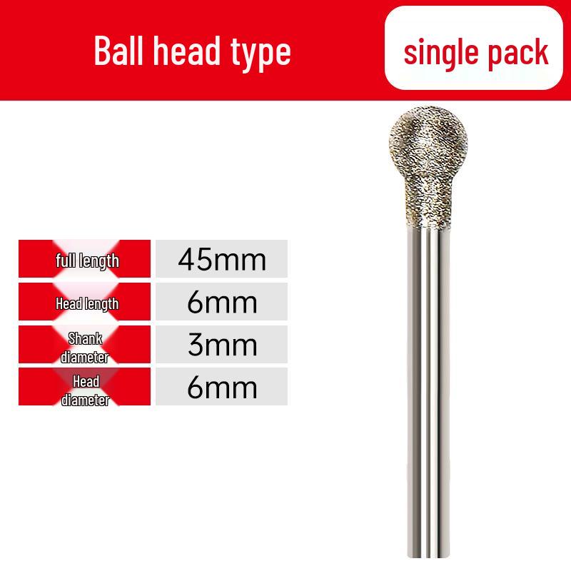 Emery Grinding Head for Metal and Jade Polishing, 3MM Electric Carving Tool.